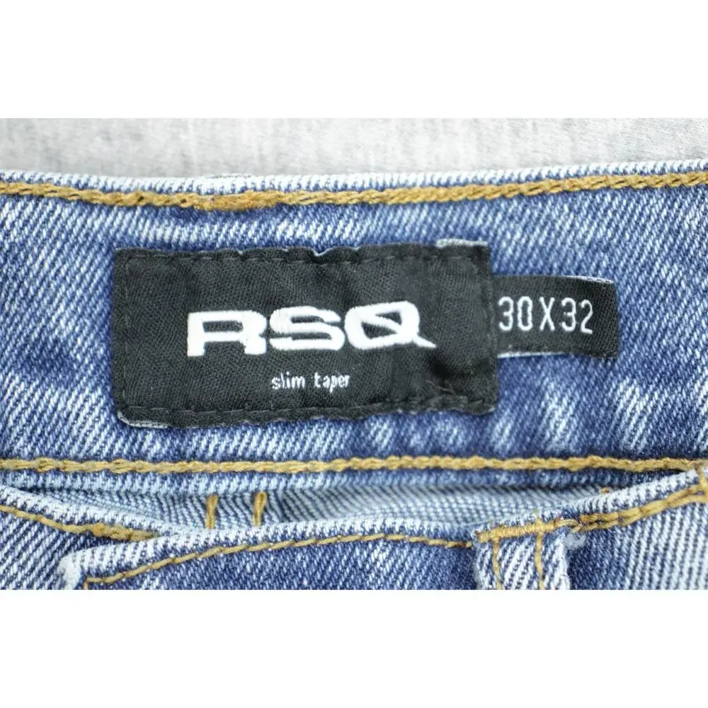 RSQ Jeans Mens 30 x 32‎ Blue Cotton Blend Stretch Slim Fit Tapered Leg